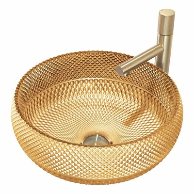 Wastafel Kaca Bulat 420mm Cuci Tangan 45mm Dia Tidak Ada Lubang