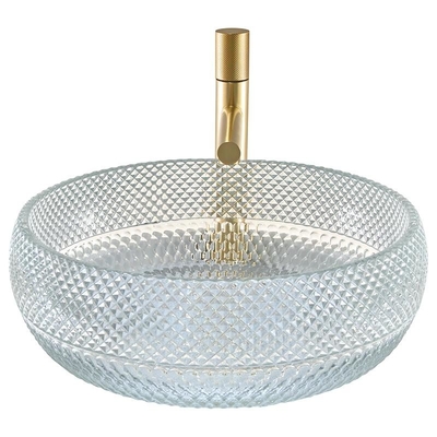 12mm Ketebalan Crystal Clear Glass Vessel Basins Untuk Office Art Deco Bentuk Bulat