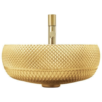 Dilapisi lapisan Kaca Bejana Wastafel Crystal Bath Wastafel Dalam Warna Emas 18K