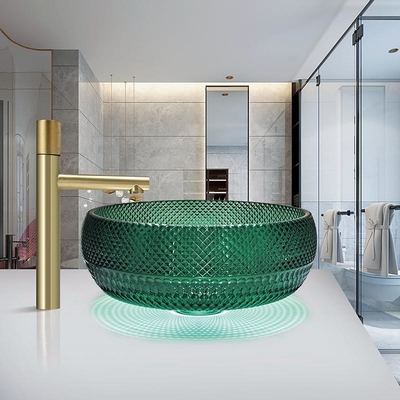 Countertop Mounted Glass Vessel Sinks Crystal Wastafel Kamar Mandi Wastafel