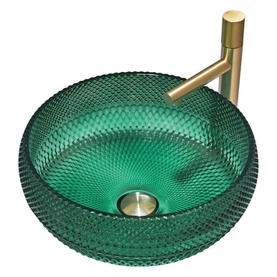 Gaya Eropa Berbentuk Bulat Wastafel Kaca Wastafel Kamar Mandi Kristal Wastafel Warna Hijau