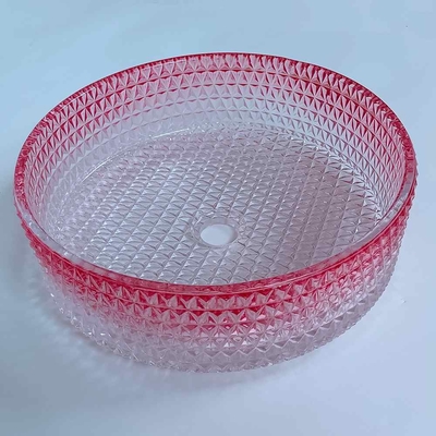 Modern Gradient Red Glass Basin Bowl Diecasting Crystal Wastafel Kesombongan Kamar Mandi
