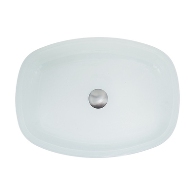 Wastafel Kamar Mandi Tempered Putih Mengkilap Tinggi Bentuk Melon Countertop Basin Wastafel