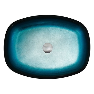 Glass Gradient Blue Tempered Bath Wash Basins Melon Shape Table Top Countertop Mounted