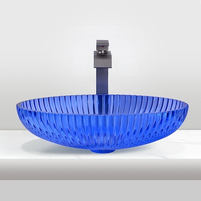 Wastafel Kaca Mewah Tidak Meluap Tidak Ada Lubang Faucet Mounting Countertop Mounted Wash Basins