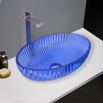 Wastafel Kaca Mewah Tidak Meluap Tidak Ada Lubang Faucet Mounting Countertop Mounted Wash Basins