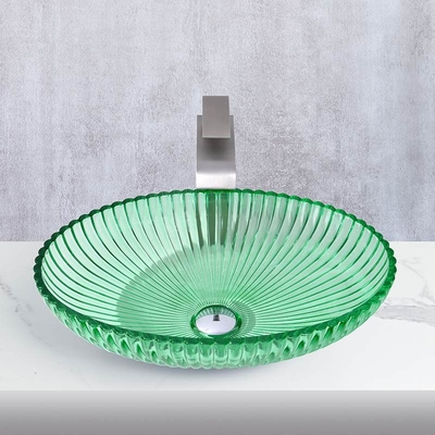 Bentuk Oval Wastafel Kapal Kaca Modern Countertop Mounted Vanity Sinks
