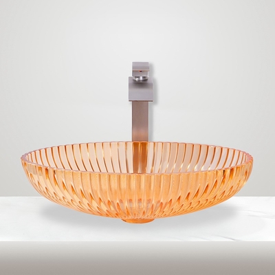 Countertop Mounted Glass Vessel Basins Terbuat Dari Kaca Untuk Wastafel Kamar Mandi 530mm