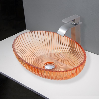 Countertop Mounted Glass Vessel Basins Terbuat Dari Kaca Untuk Wastafel Kamar Mandi 530mm