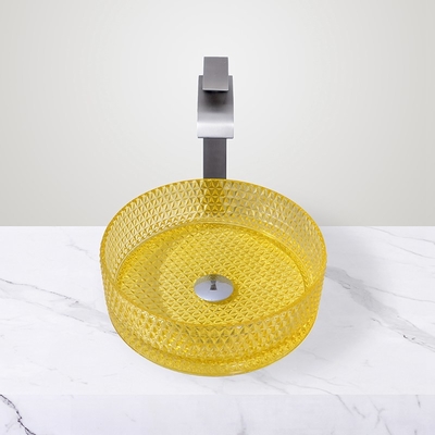 Unit Wastafel Kaca Cylinder Dengan Tempat Tiriskan Tengah Meja Wastafel