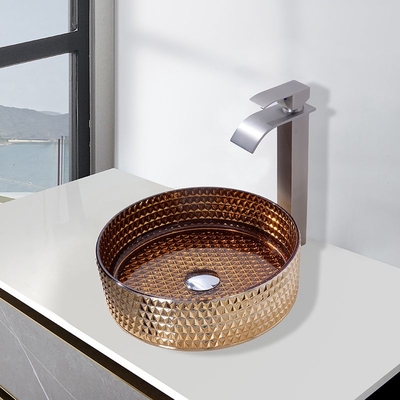 Wastafel Kaca Halus Dengan Mounting Hardware Countertop Sink Round Shape