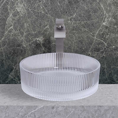 Tidak ada overflow Countertop dipasang Baskom Cuci Kaca Di Asam Matt Bottom