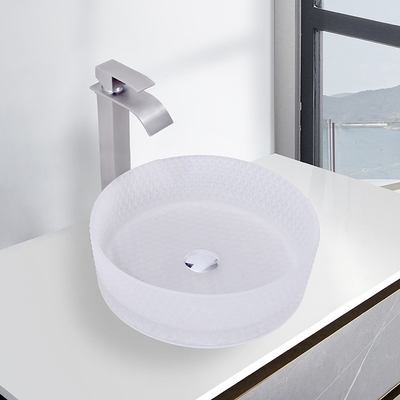 Wall Mounted Glass Wash Basin Acid Matt Kamar Mandi Countertop Vessel Sinks Garansi 24 Bulan