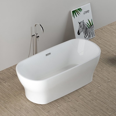 Acrylic Standing Freestanding Soaking Tub Memanfaatkan Banyo Dengan Overflow Drain