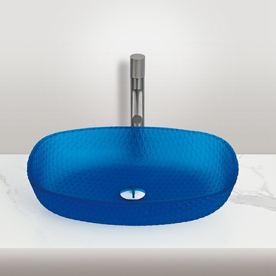 Acid Matt Blue Basin Basin 540*395*110mm 1 Lubang Basin Kaca