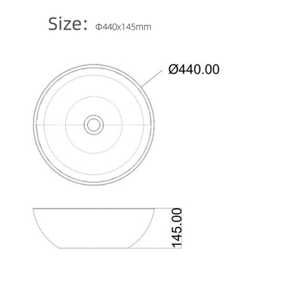 Elegant Round Art Beton Wash Basin Tanpa Overflow Cold Beton Grey
