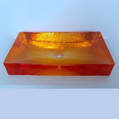 Amber Warna Kaca Kaca Cuci Baskom Tap Lubang Bebas Kaca Vas Sink