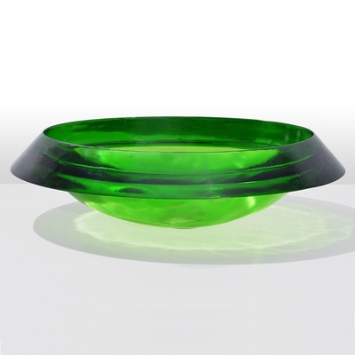 Semi - tertanam Oval kaca kaca wadah Basin Green Glass Bowl wastafel