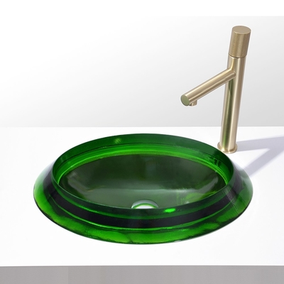 Kamar Mandi Gaya Modern Baskom Mandi Semi Tertanam Bentuk Oval Sink Kaca Kaca