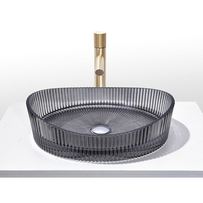 Crystal Glass Wash Basin Transparan Warna Hitam Kamar Mandi Countertop Sink