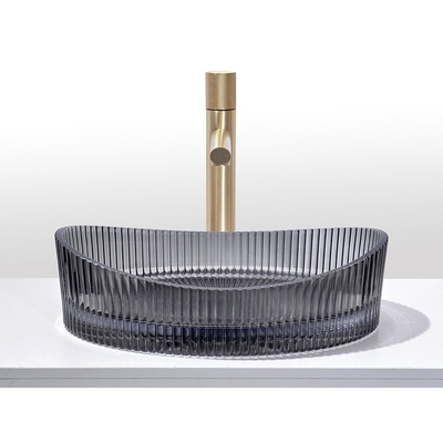 Crystal Glass Wash Basin Transparan Warna Hitam Kamar Mandi Countertop Sink