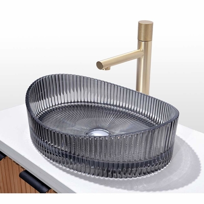 Modern Die Casting Glass Wash Basin Countertop Dipasang Kaca Sink Bowl