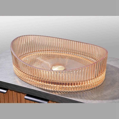 500*370*140mm Ukuran Kaca Toilet Cuci Basin Crystal Glass Sink Bowl