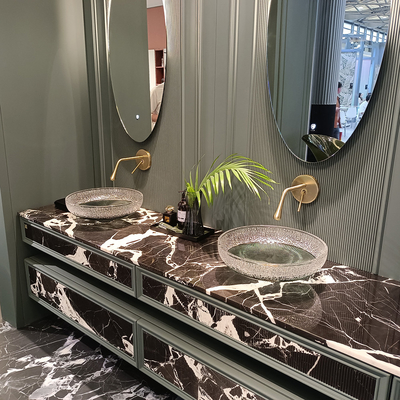 Basin Kapal Kaca Finish halus dengan lokasi saluran pembuangan pusat