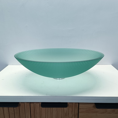 High Durability Glass Top Wash Basin Dengan Posisi Center Drain