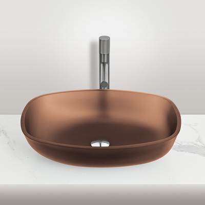 Modern Countertop Wash Basin Matt Emas Teh Kaca Vanity Top Sink
