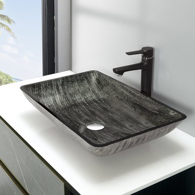 Wastafel Kamar Mandi 12mm 16,5 Inch Art Persegi Panjang Kaca Tempered Mangkuk Wastafel