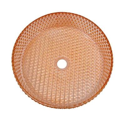 Wastafel Tangan Bulat Berlian Warna Amber Kaca Mangkuk Wastafel Kamar Mandi
