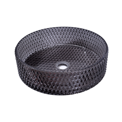 Wastafel Kristal Bentuk Berlian 22 Inch Transparan Hitam Round Countertop Sink