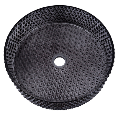 Wastafel Kristal Bentuk Berlian 22 Inch Transparan Hitam Round Countertop Sink