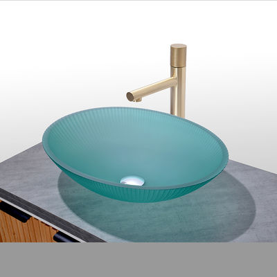 500*360*155mm Tempered Glass Sink dengan lubang pembuangan 45mm