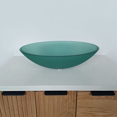 High Durability Glass Top Wash Basin Dengan Posisi Center Drain