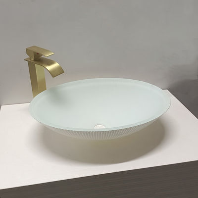 Modern Glass Top Wash Basin Desain Elegan Permukaan Tahan Goresan